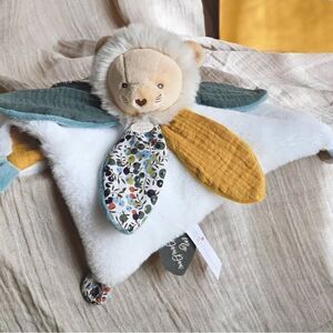 DouDou Et Compagnie Paris 100% Cotton Plush Lion Lovey Security Blanket Preppy